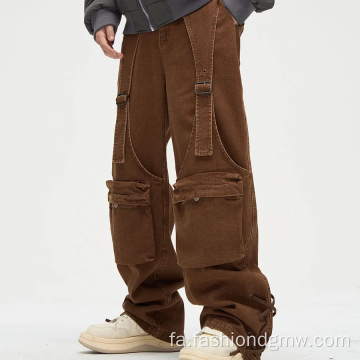 Twill Mens Outdoor Twill 6 جیب جیب شل شل شلوار شعله ور شلوار مرد خیابانی
